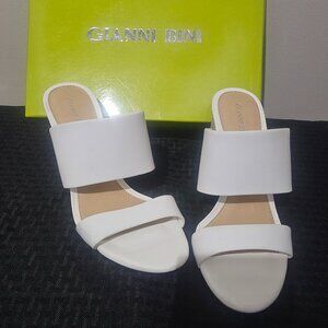 Gianni Bini Hauzy White Block Heel Sandals – Size 9, 9.5